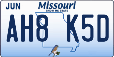 MO license plate AH8K5D