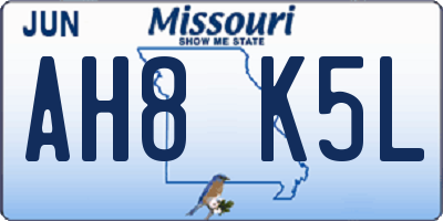 MO license plate AH8K5L