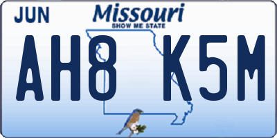 MO license plate AH8K5M