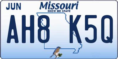 MO license plate AH8K5Q