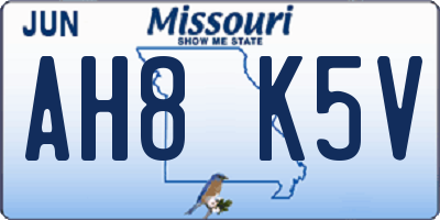 MO license plate AH8K5V