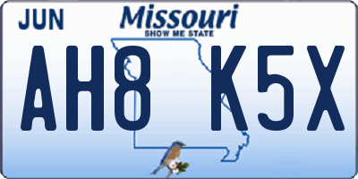 MO license plate AH8K5X