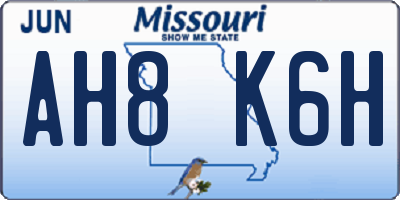 MO license plate AH8K6H