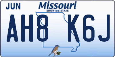 MO license plate AH8K6J