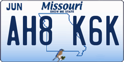 MO license plate AH8K6K