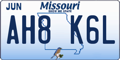 MO license plate AH8K6L