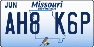 MO license plate AH8K6P