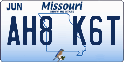 MO license plate AH8K6T