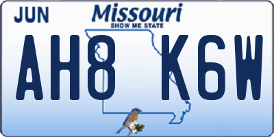 MO license plate AH8K6W