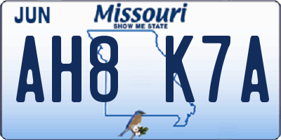 MO license plate AH8K7A