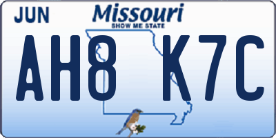 MO license plate AH8K7C