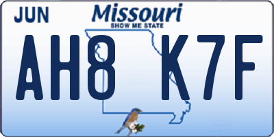 MO license plate AH8K7F