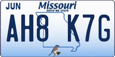MO license plate AH8K7G