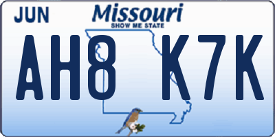 MO license plate AH8K7K