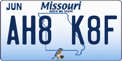 MO license plate AH8K8F