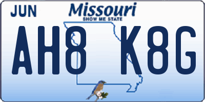 MO license plate AH8K8G
