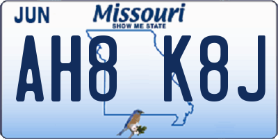 MO license plate AH8K8J