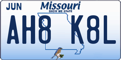 MO license plate AH8K8L