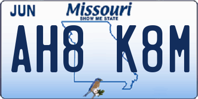MO license plate AH8K8M