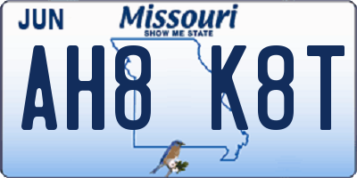 MO license plate AH8K8T