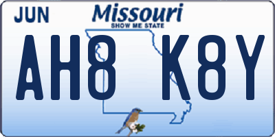 MO license plate AH8K8Y
