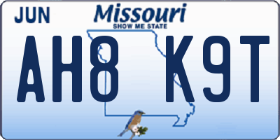 MO license plate AH8K9T