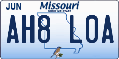 MO license plate AH8L0A