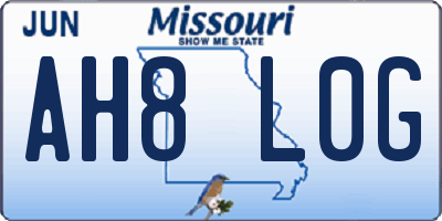 MO license plate AH8L0G