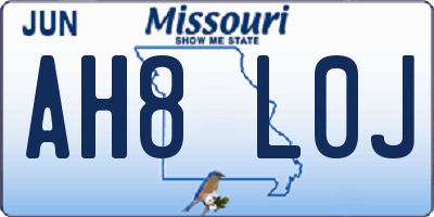 MO license plate AH8L0J