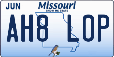 MO license plate AH8L0P