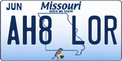 MO license plate AH8L0R