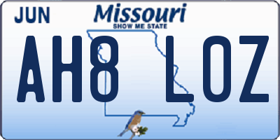 MO license plate AH8L0Z