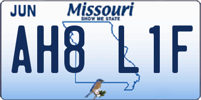 MO license plate AH8L1F