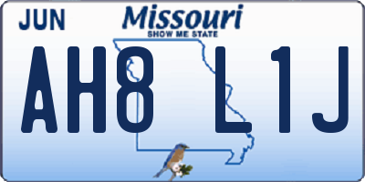 MO license plate AH8L1J