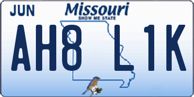 MO license plate AH8L1K