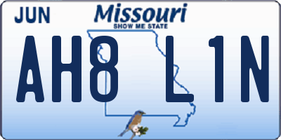 MO license plate AH8L1N