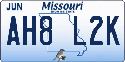 MO license plate AH8L2K