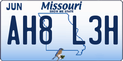 MO license plate AH8L3H