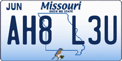 MO license plate AH8L3U