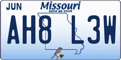 MO license plate AH8L3W
