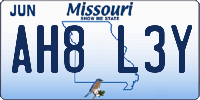 MO license plate AH8L3Y