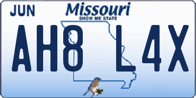 MO license plate AH8L4X