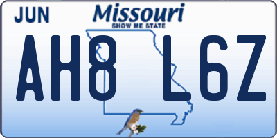 MO license plate AH8L6Z