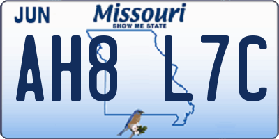 MO license plate AH8L7C