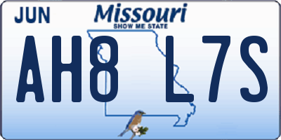 MO license plate AH8L7S