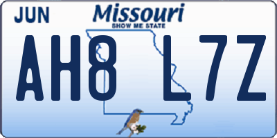MO license plate AH8L7Z