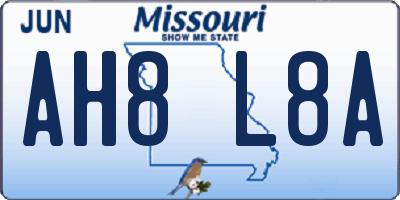 MO license plate AH8L8A