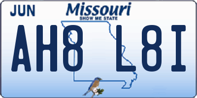 MO license plate AH8L8I