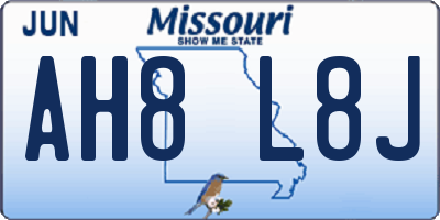 MO license plate AH8L8J