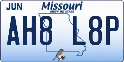 MO license plate AH8L8P